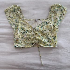 American Eagle Floral Print Cinched Crop Top